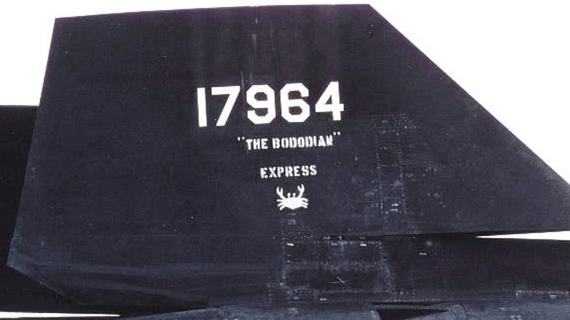 “Tail Art” designed by the recovery maintenance crew for the flight to RAF Mildenhall. Photo courtesy of BC Thomas